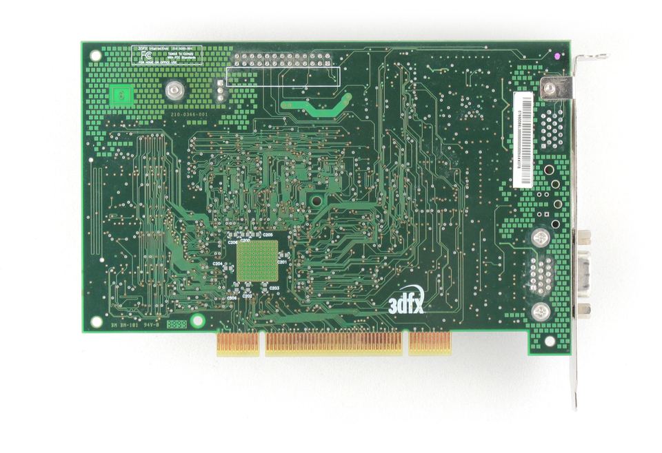 Rear view of 3dfx Voodoo 3 2000 PCI board