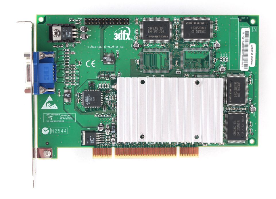Representative 3dfx Voodoo 3 3000 PCI board physical card, photographed from the front
