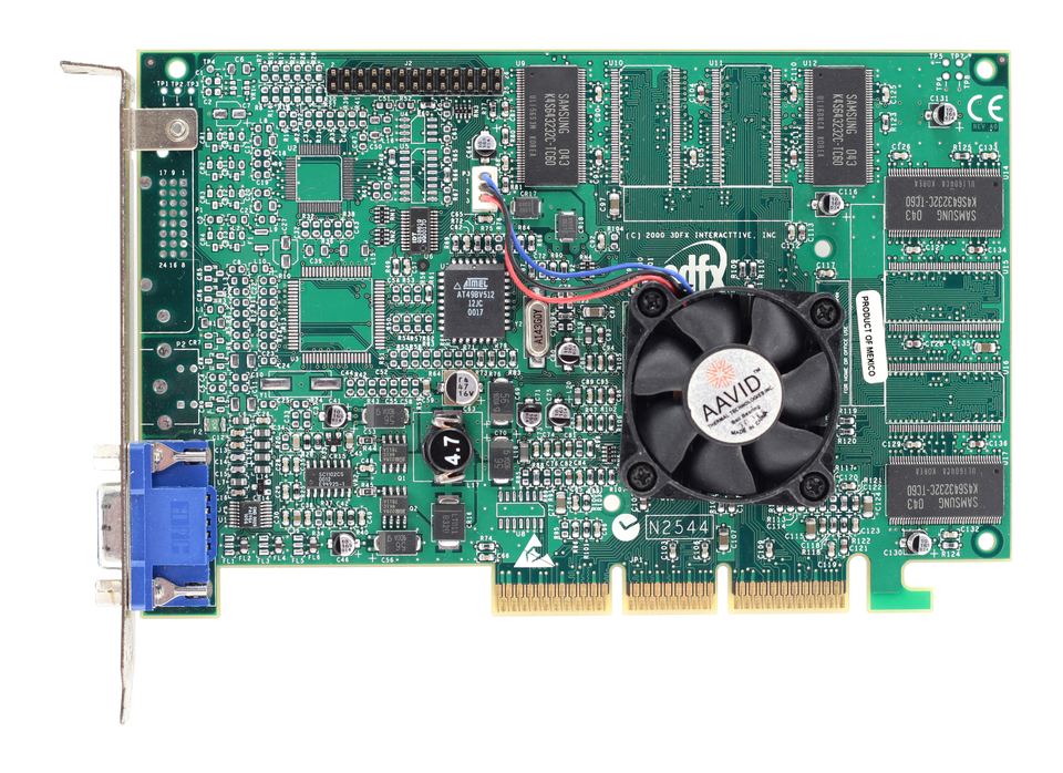 Representative 3dfx Voodoo 4 4500 AGP board physical card, photographed from the front