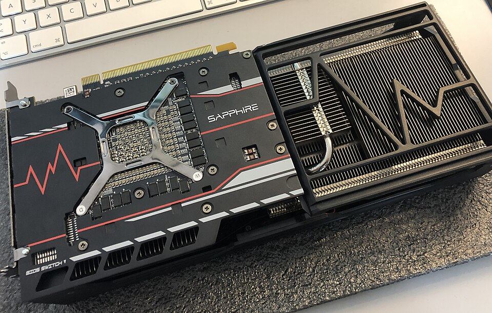 Representative Sapphire Pulse Radeon RX Vega 56 board physical card, photographed from the front