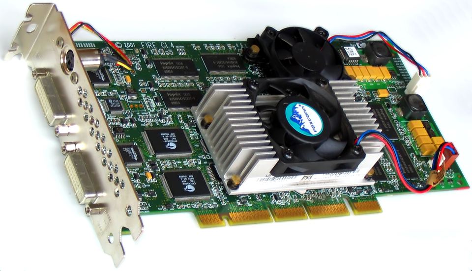 Representative ATI Fire GL4 AGP Pro board physical card, photographed from the front