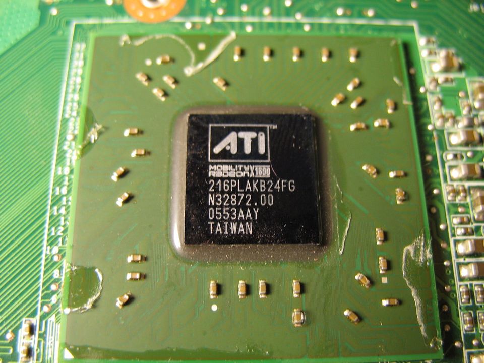 Representative ASUS A6Ja Mobility Radeon X1600 GPU physical card, photographed from the front