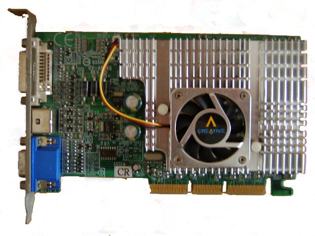 Representative Creative Technology ATI Radeon 7500 LE AGP board physical card, photographed from the front