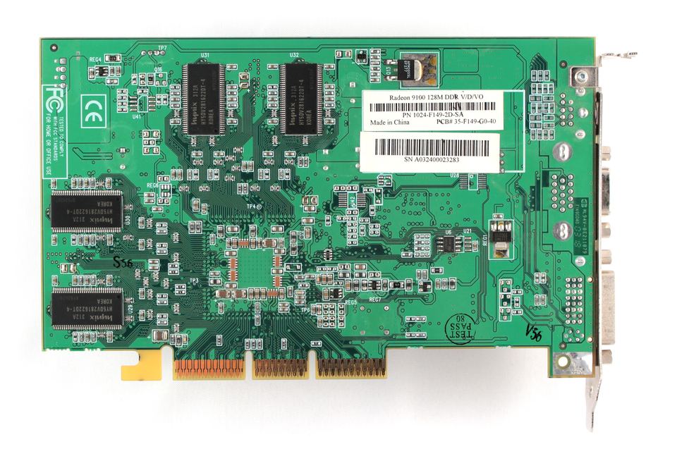 Rear view of ATI Radeon 9100 board