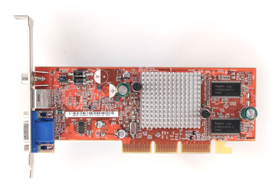 Representative ATI Radeon 9200SE board physical card, photographed from the front