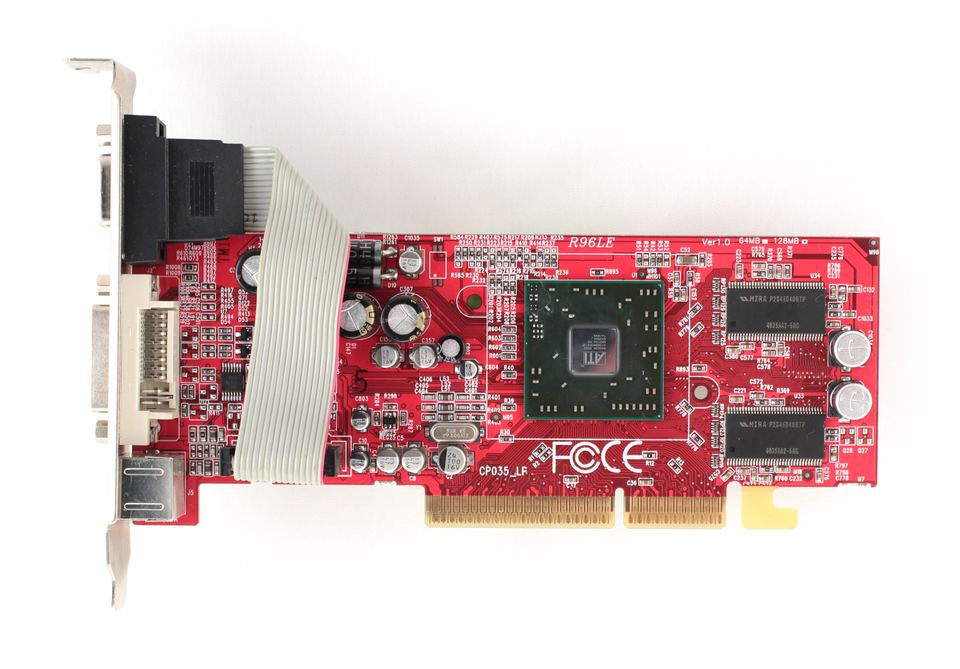 Exposed board of ATI Radeon 9550 board