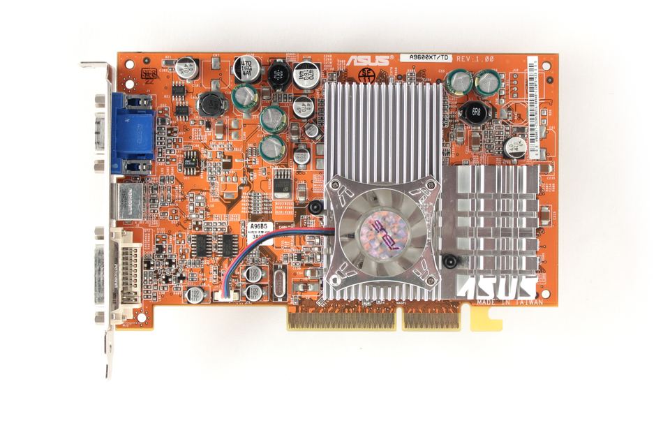 Representative ATI Radeon 9600 XT board physical card, photographed from the front
