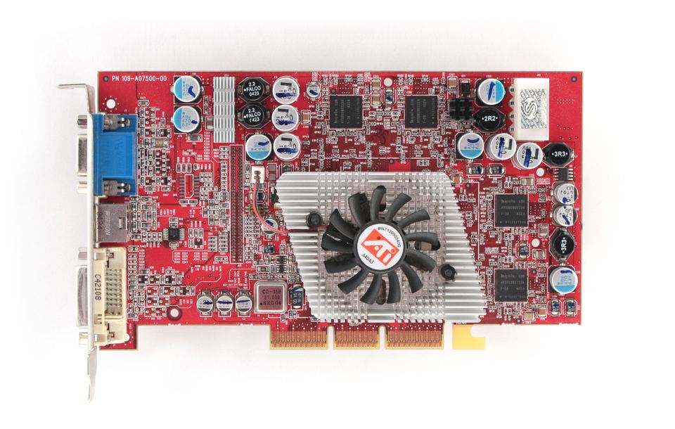 Representative ATI Radeon 9800 Pro board physical card, photographed from the front
