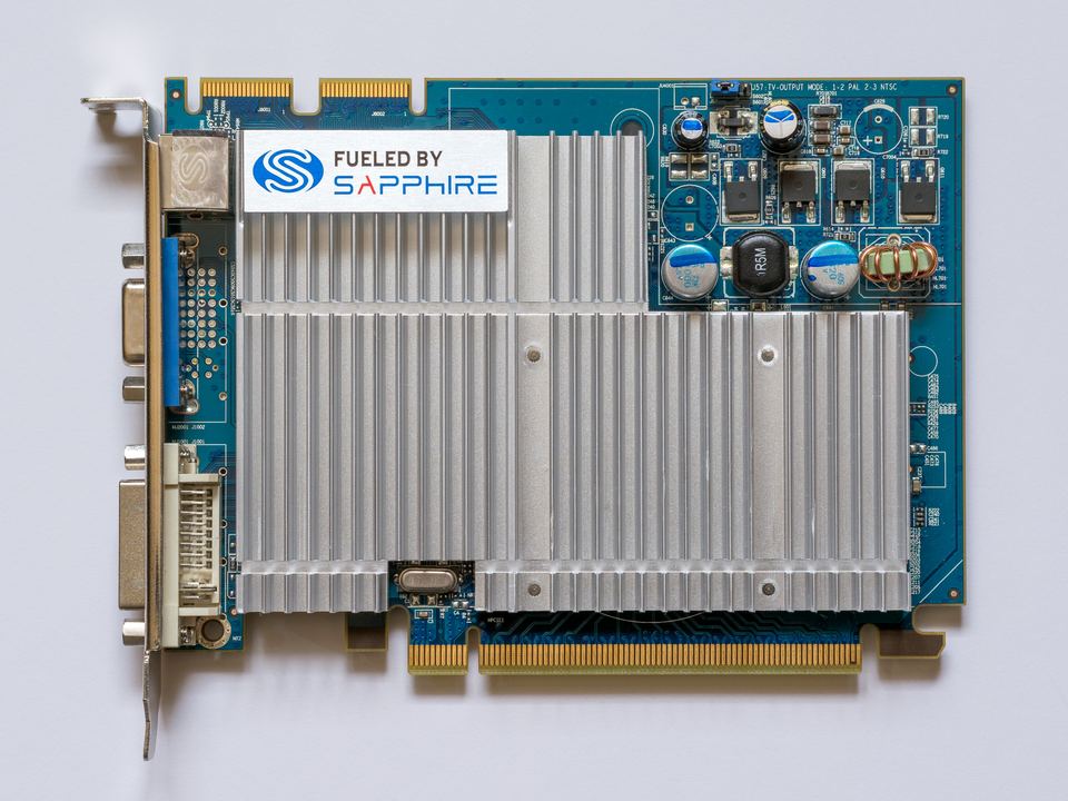 Representative Sapphire Radeon HD 2400 XT board physical card, photographed from the front