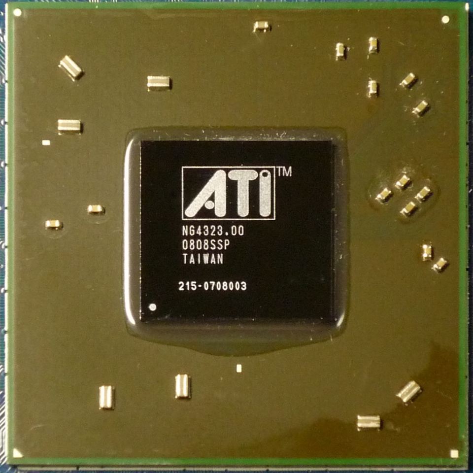 Representative Radeon HD 3850 RV670 GPU package physical card, photographed from the front