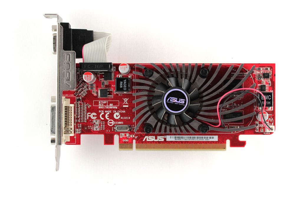 Representative ASUS EAH4550 Radeon HD 4550 board physical card, photographed from the front