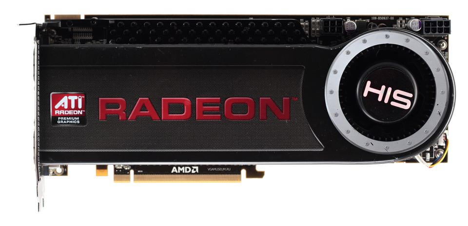 Representative HIS Radeon HD 4870 X2 PCIe board physical card, photographed from the front