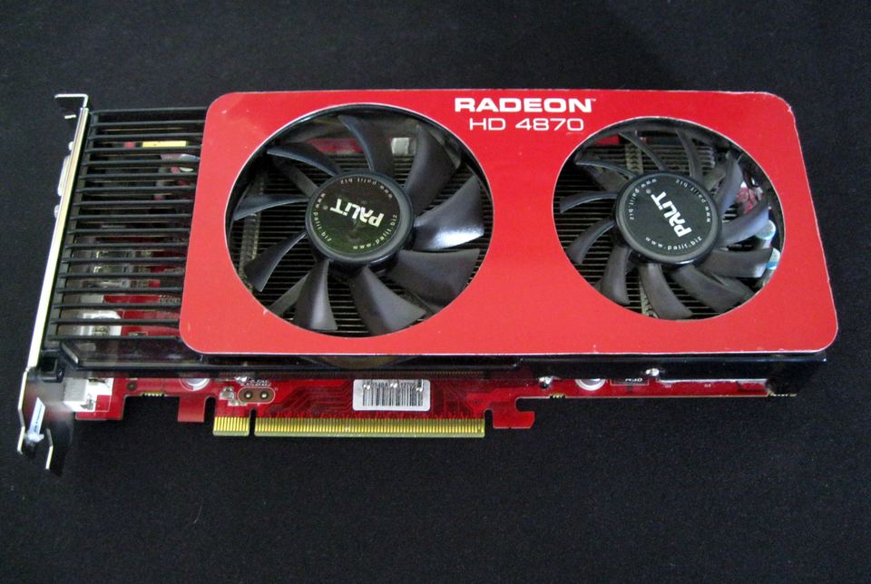 Representative Palit Radeon HD 4870 board physical card, photographed from the front