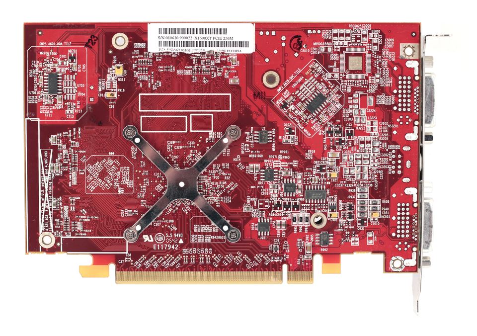Rear of ATI Radeon X1600 XT reference board