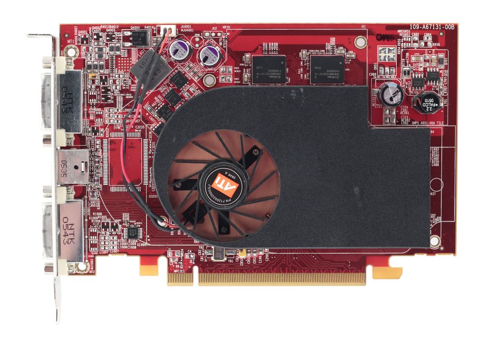 Representative ATI Radeon X1600 XT reference board physical card, photographed from the front
