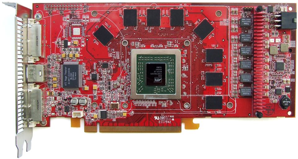 Representative Connect3D Radeon X1800 XT 512 MB board with exposed R520 GPU physical card, photographed from the front
