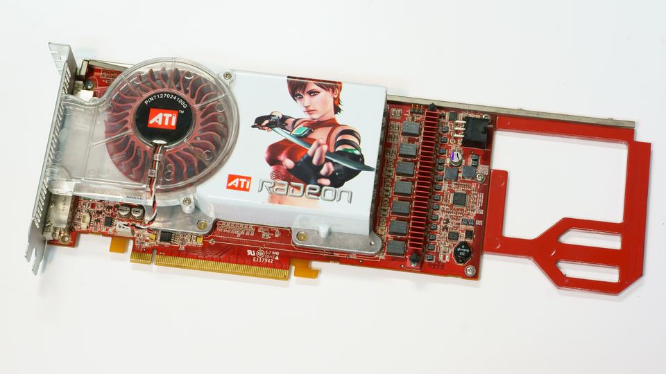 Representative ATI Radeon X1900 XT PCIe board physical card, photographed from the front