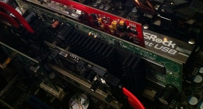 Representative ATI Radeon X600 SE display card in a home ESXi system physical card, photographed from the front