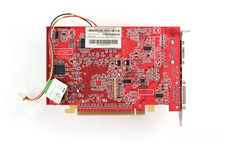 Rear view of ATI Radeon X600XT board