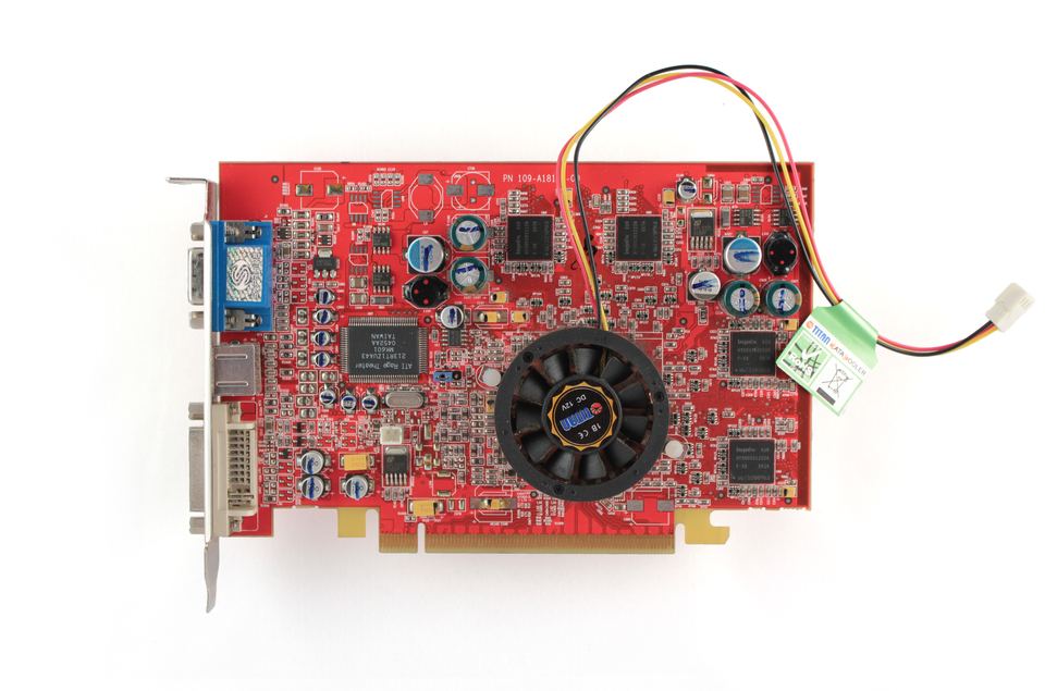 Representative ATI Radeon X600XT board physical card, photographed from the front