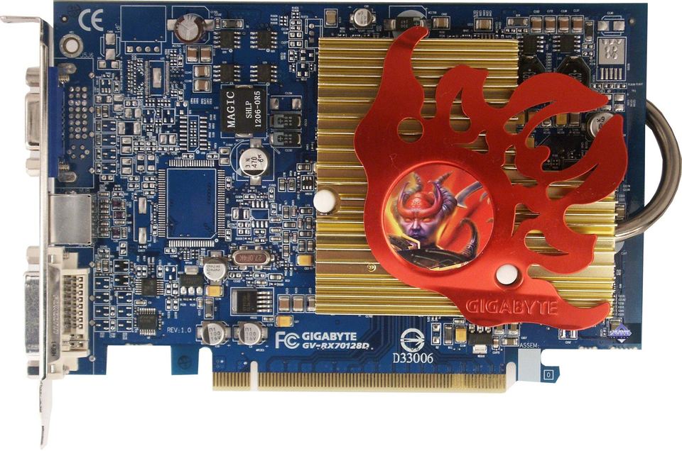 Front of a Gigabyte Radeon X700 PRO PCIe board