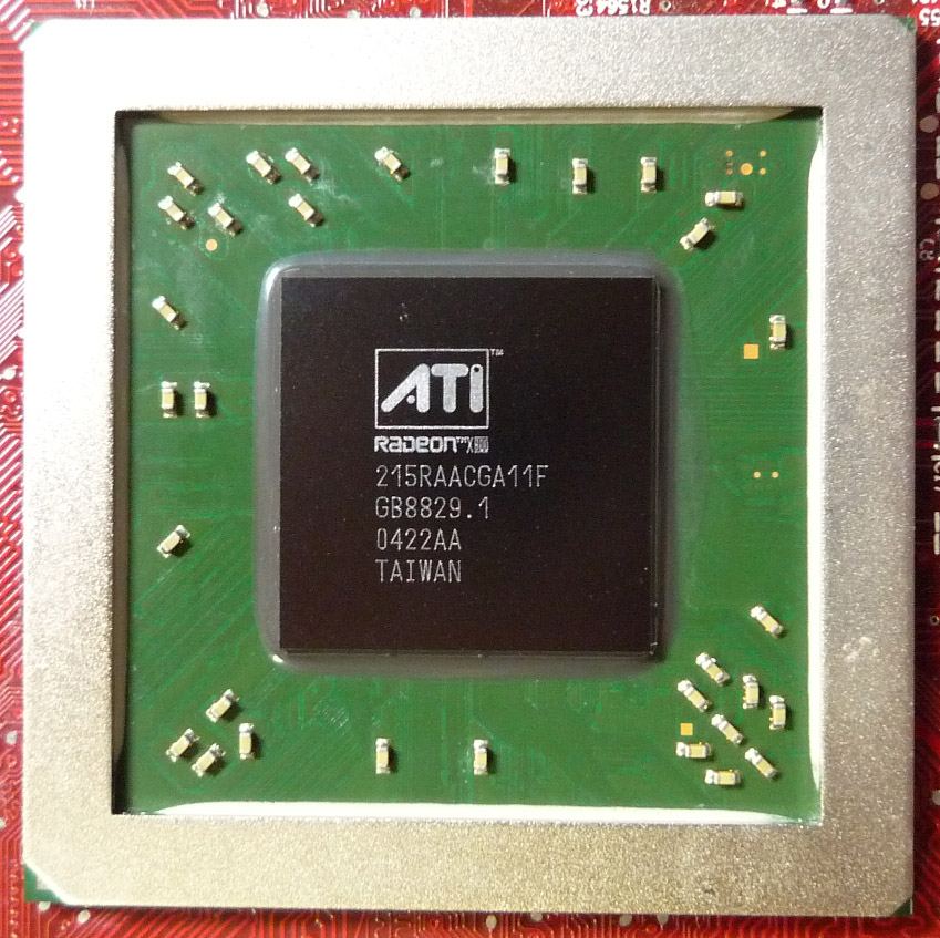 Representative ATI Radeon X800 PRO R420 GPU package physical card, photographed from the front
