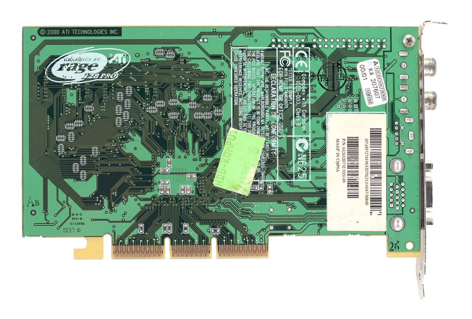 Rear view of ATI Rage 128 Pro board