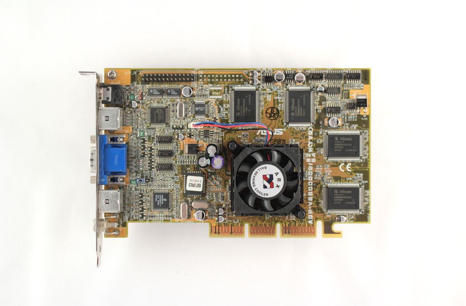 Representative nVidia GeForce256 DDR board physical card, photographed from the front