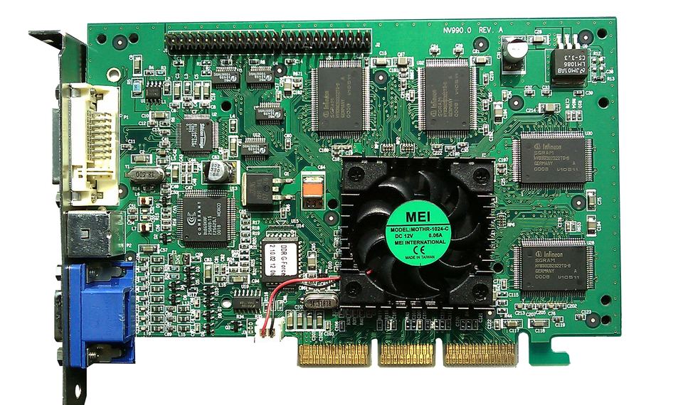 Representative VisionTek GeForce 256 DDR board physical card, photographed from the front