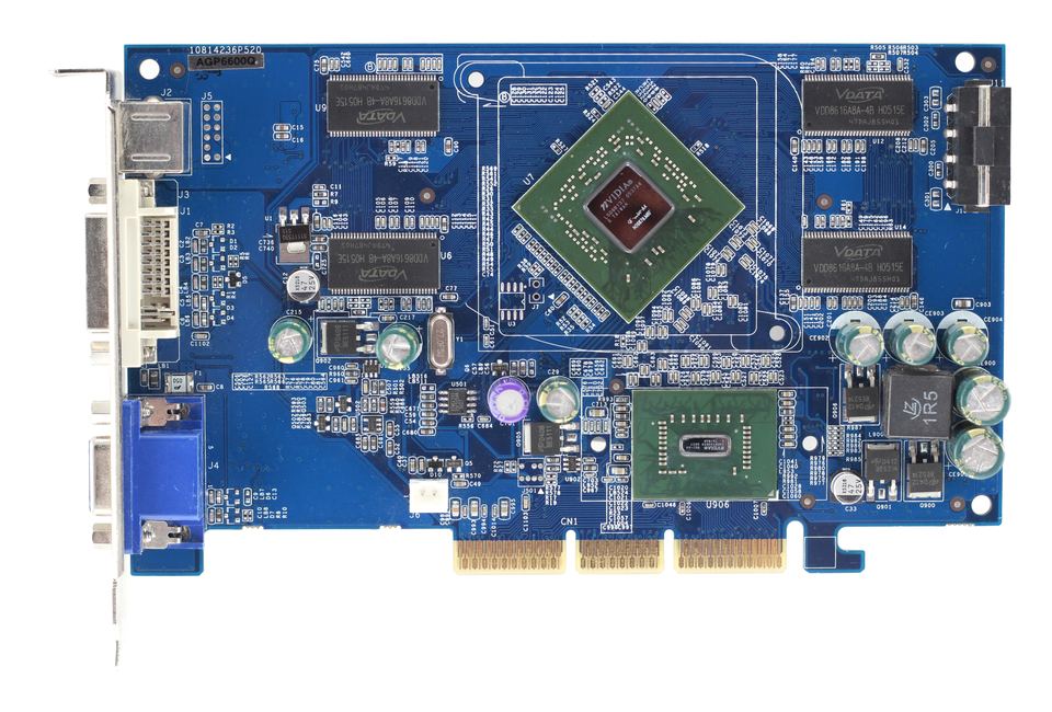 Exposed board of nVidia GeForce 6600 AGP board