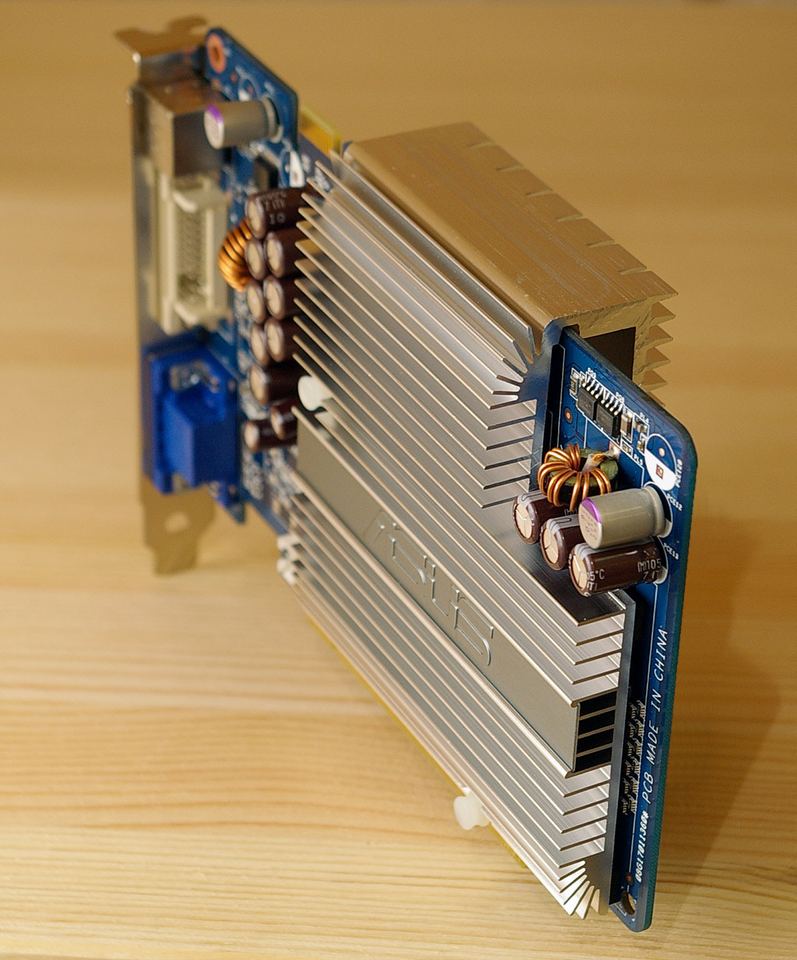 Representative ASUS EN7600GS Silent PCIe board physical card, photographed from the front
