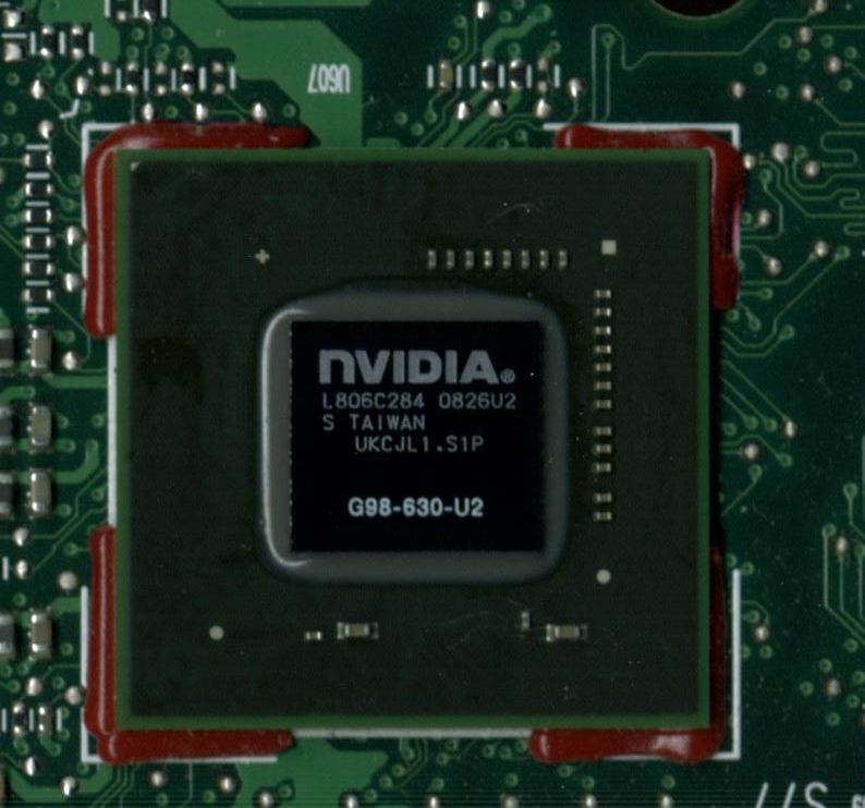 Representative NVIDIA GeForce 9300M GS G98-630-U2 chip physical card, photographed from the front