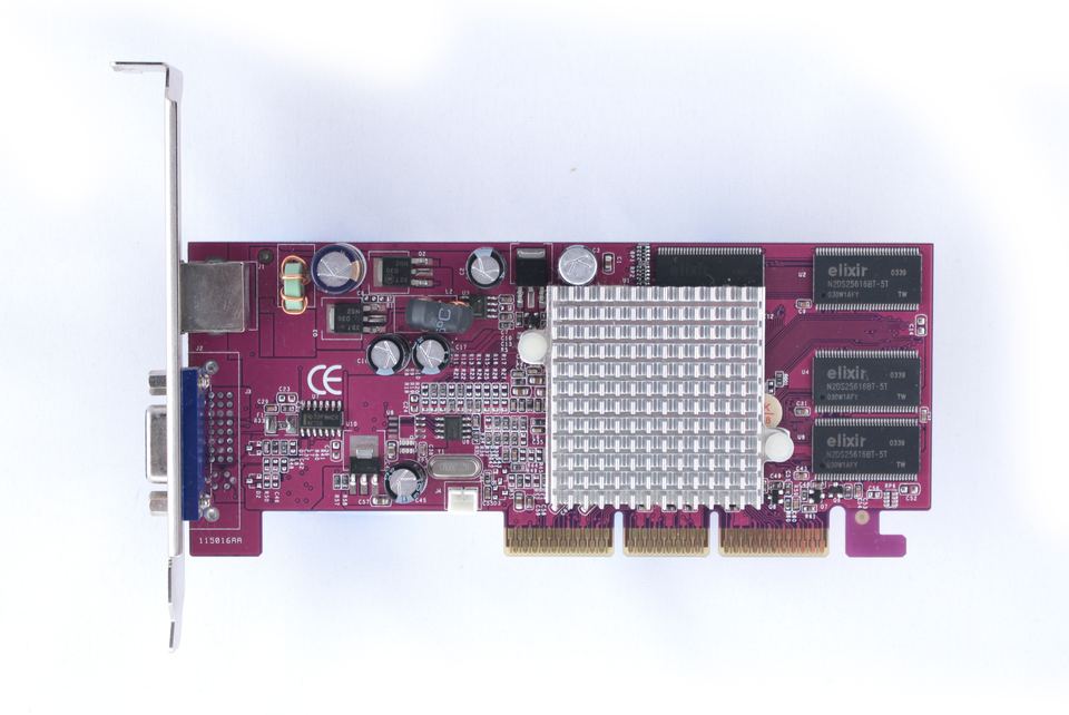 Representative nVidia GeForce FX5200 board physical card, photographed from the front