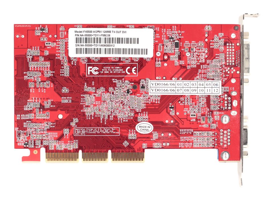 Rear view of nVidia GeForce FX5500 board