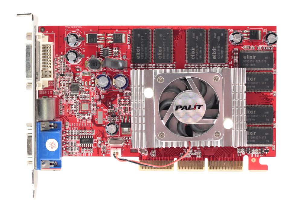 Representative nVidia GeForce FX5500 board physical card, photographed from the front