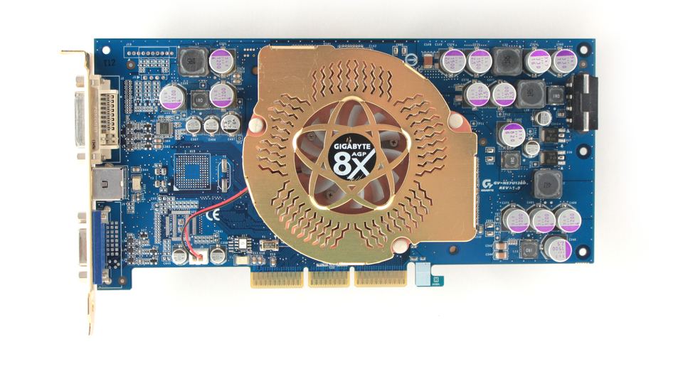 Representative nVidia GeForce FX5700 Ultra board physical card, photographed from the front