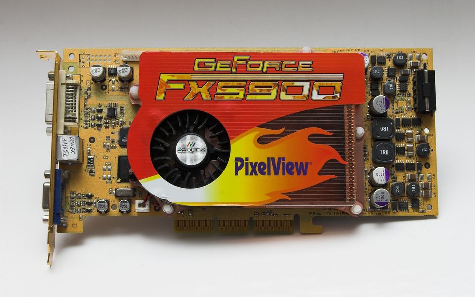 Representative PixelView GeForce FX5900 AGP board physical card, photographed from the front