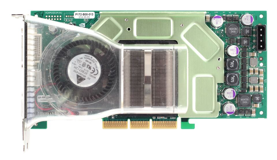 Representative Museum-labeled GeForce FX 5950 Ultra engineering sample physical card, photographed from the front