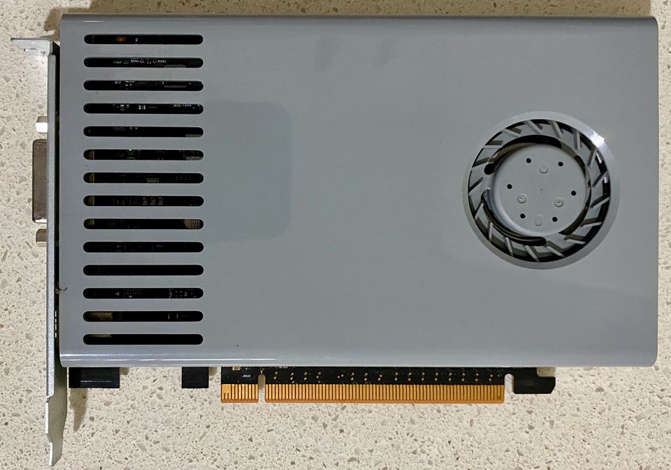 Representative GeForce GT 120 for Apple Mac Pro physical card, photographed from the front