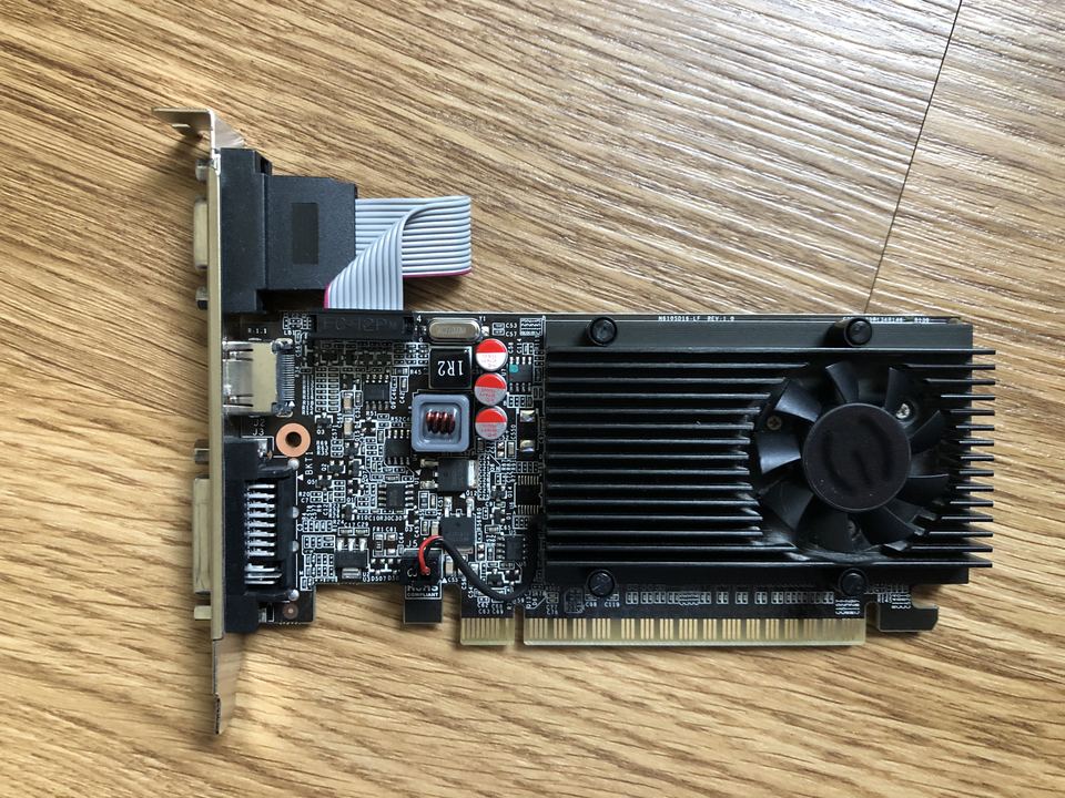Representative EVGA GeForce GT 610 1 GB board physical card, photographed from the front