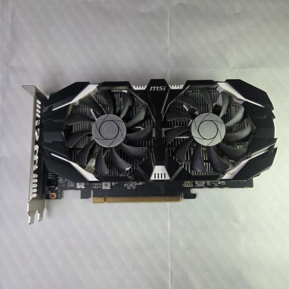 Representative MSI GeForce GTX 1050 Ti 4GT OC board physical card, photographed from the front