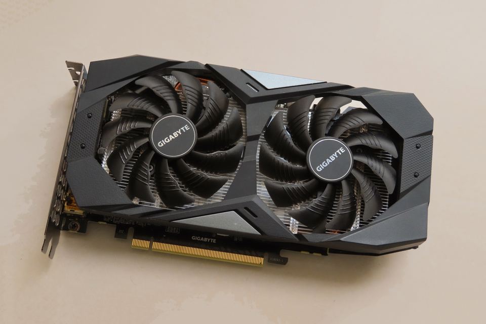 Representative Gigabyte GeForce GTX 1660 Ti board physical card, photographed from the front