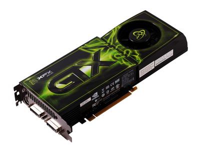 Representative XFX GeForce GTX 260 PCIe board physical card, photographed from the front