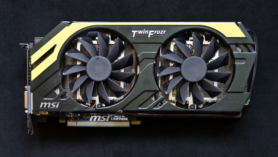 Representative MSI GeForce GTX 770 Lightning board physical card, photographed from the front