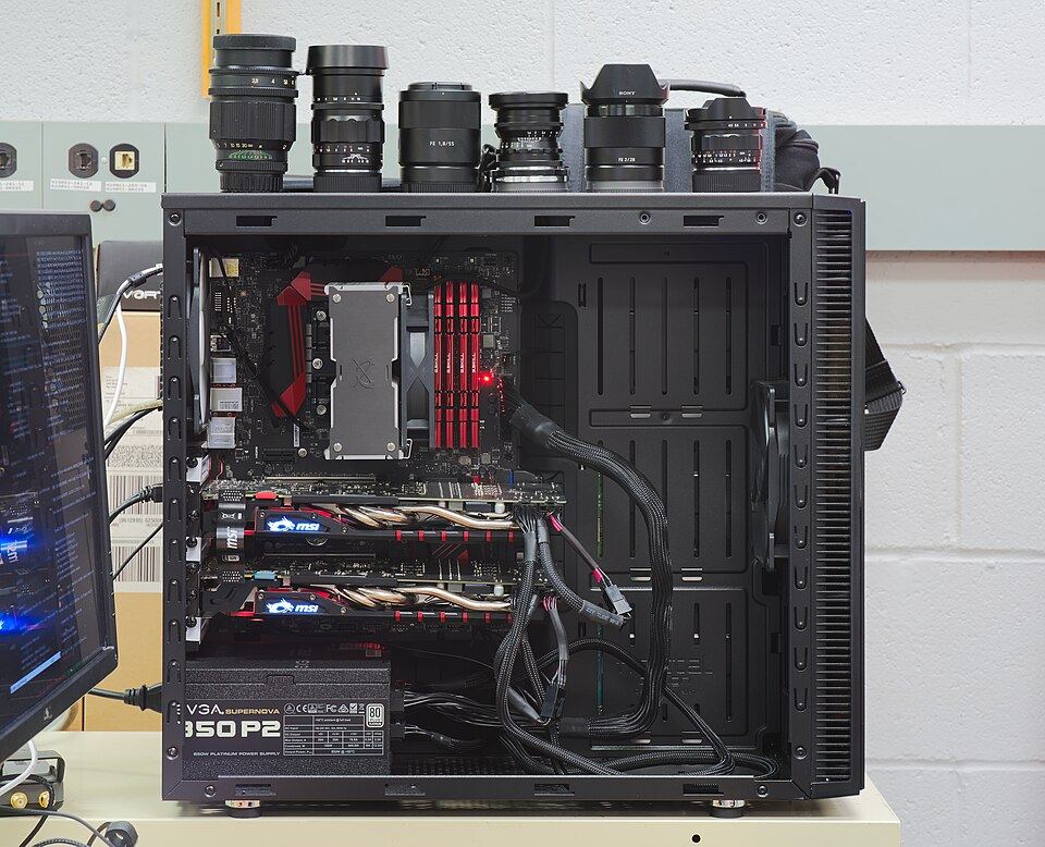 Installed cards of Two GeForce GTX 980 cards in a Skylake desktop