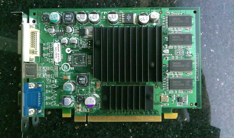 Representative NVIDIA GeForce PCX 4300 engineering-sample PCIe board physical card, photographed from the front