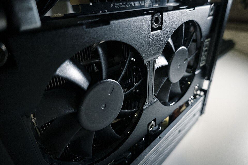 Representative GeForce RTX 2060 SUPER installed in an NFC Skyreach 4 MINI physical card, photographed from the front