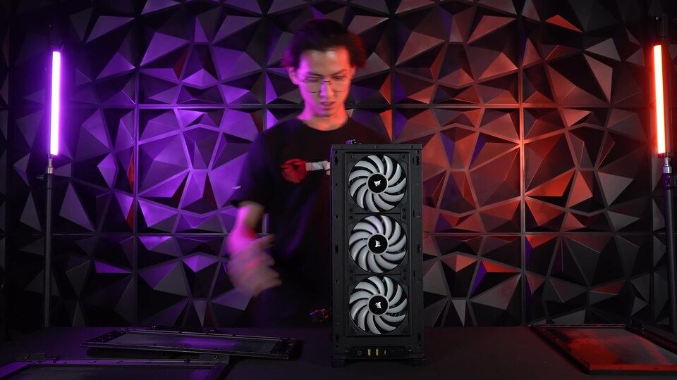Representative ASUS TUF GeForce RTX 4070 Ti in a build-video poster physical card, photographed from the front