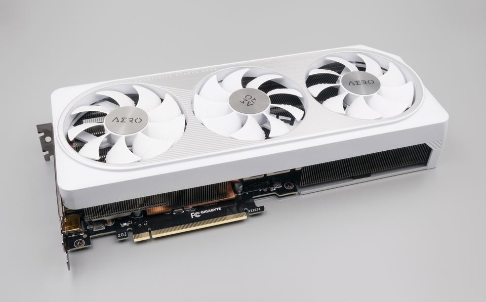 Representative Gigabyte GeForce RTX 4070 Aero OC 12 GB board physical card, photographed from the front