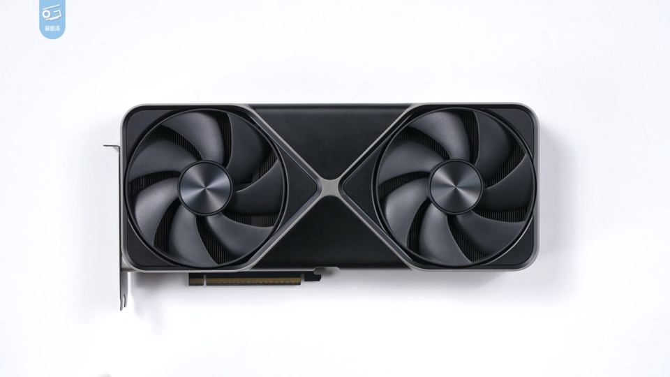 Front of NVIDIA GeForce RTX 5080 Founders Edition in a review frame